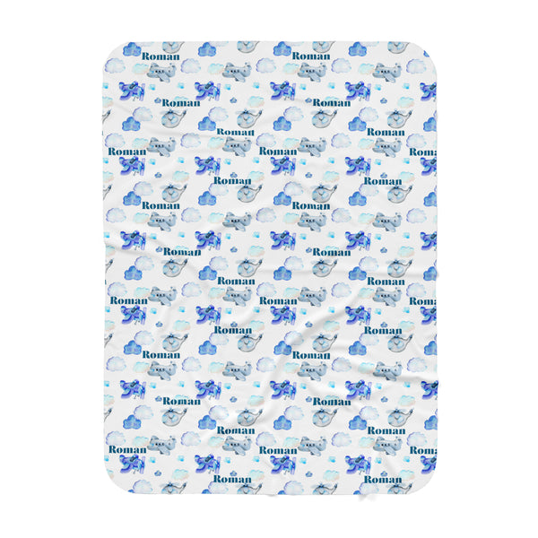 Personalized Name Blanket -  BLUE AIRPLANES