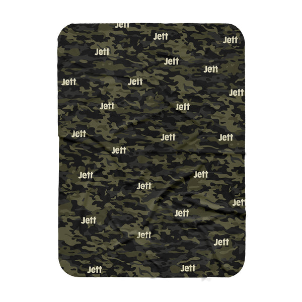 Personalized Name Blanket -  CAMOUFLAGE GREEN - Dotboxed