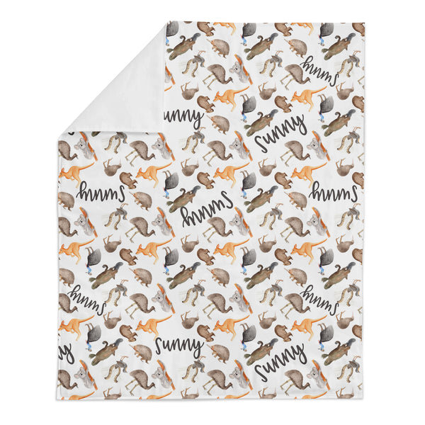 Personalized Name Minky Blanket -  AUSTRALIAN ANIMALS