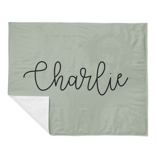 Personalized Name Minky Blanket - LARGE CENTERED NAME WITH COLORED BACKGROUND