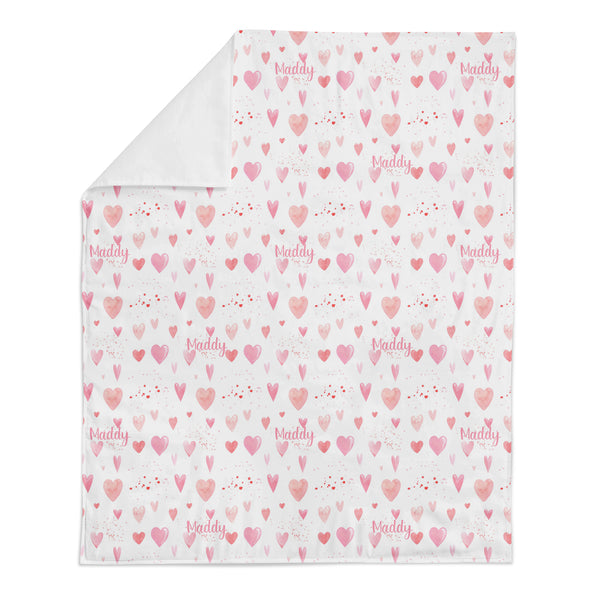 Personalized Name Minky Blanket -  HEART YOU