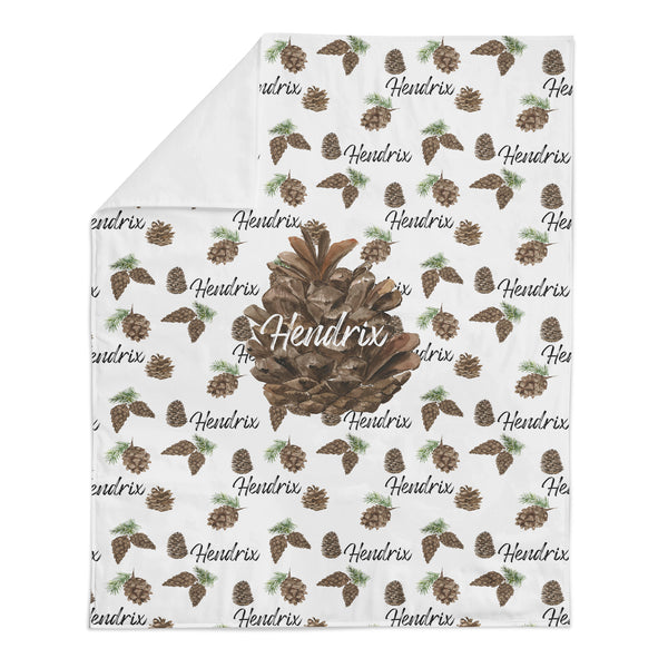 *HOLIDAY LIMITED EDITION* Personalized Name Minky Blanket -  PINECONES - Dotboxed