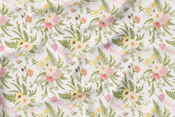 Personalized Name Blanket - Blushing Vintage Floral - Dotboxed