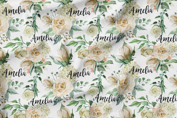 Personalized Name Blanket -  CREAM FLORAL - Dotboxed