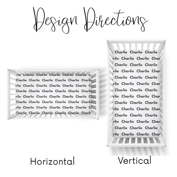 Personalized Name Crib Sheet-  LARGE CENTERED NAME COLORED BACKGROUND - Dotboxed