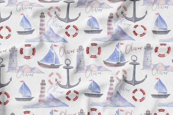 Personalized Name Blanket -  NAUTICAL - Dotboxed