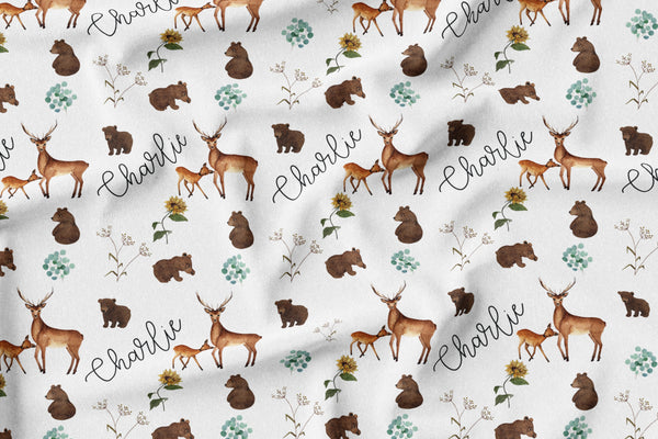Personalized Name Minky Blanket -  DARLING FOREST ANIMALS