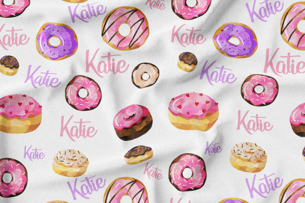 Personalized Name Blanket -  PINK DONUTS - Dotboxed