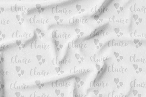Personalized Name Crinkle Lovey Blanket -  GREY WATERCOLOR HEARTS
