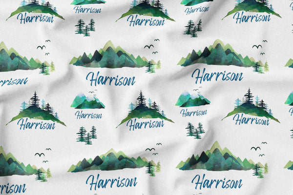 Personalized Name Minky Blanket -  MOUNTAINS