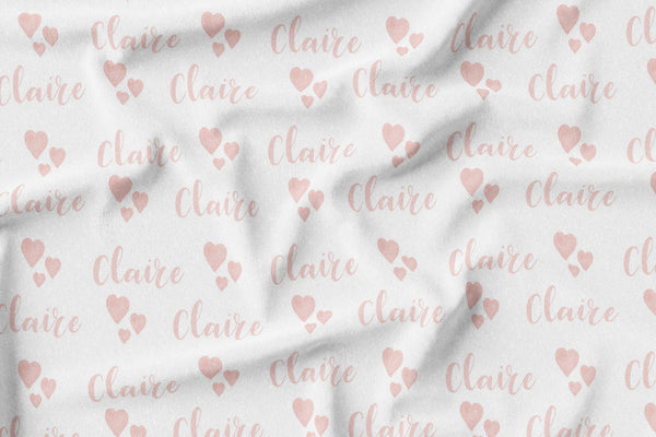 Personalized Name Minky Blanket -  PINK WATERCOLOR HEARTS