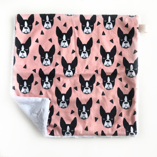 Lovey Blanket - Boston Terrier Pink