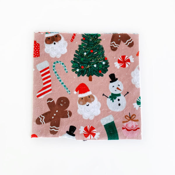 Mini Lovey or Mini Crinkle Blanket - Merry Christmas Scene on Pink