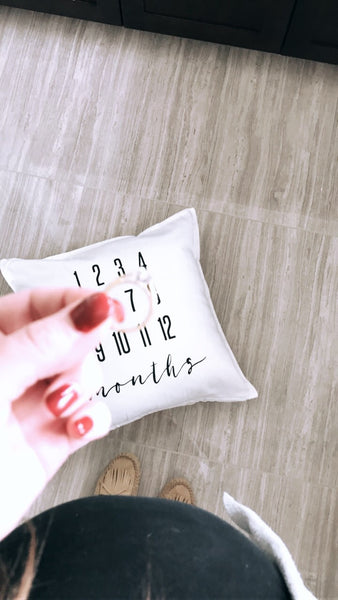 SLIGHTLY IMPERFECT - MILESTONE PILLOW ONE OF A KIND - MONTHS - Dotboxed