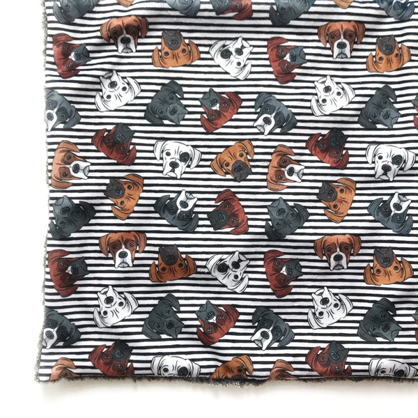 Minky Blanket - Boxer Dog Stripes on Black