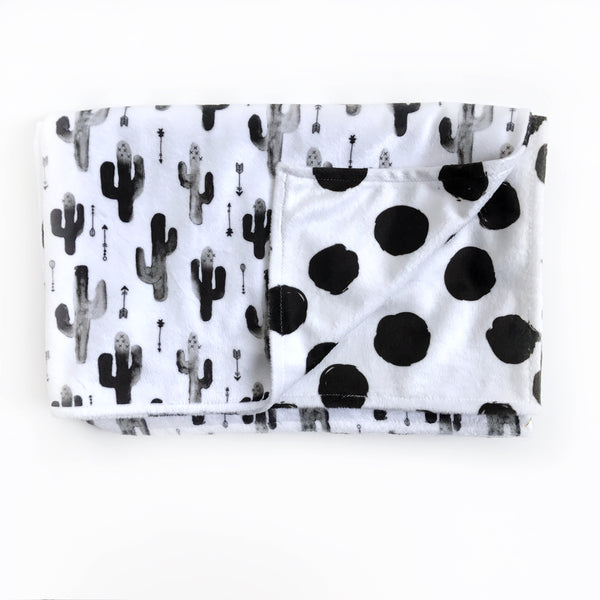 BLACK AND WHITE CACTUS AND DOTS BLANKET - Dotboxed