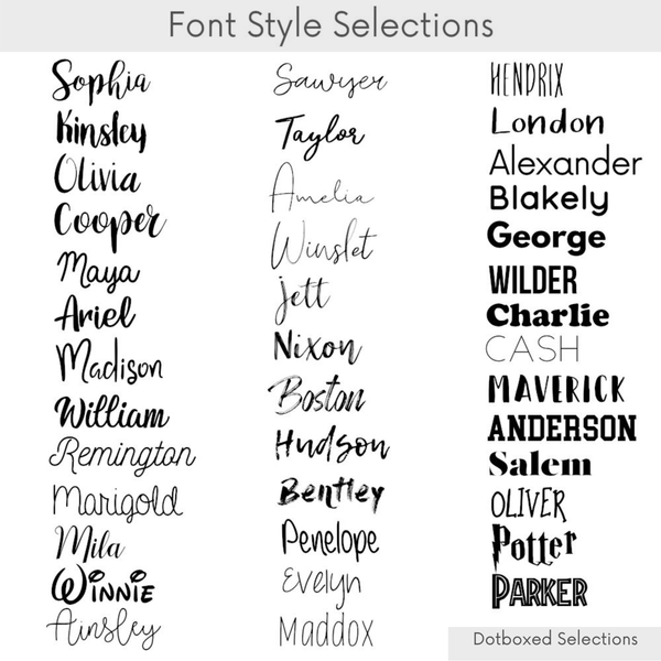Name Font Selections