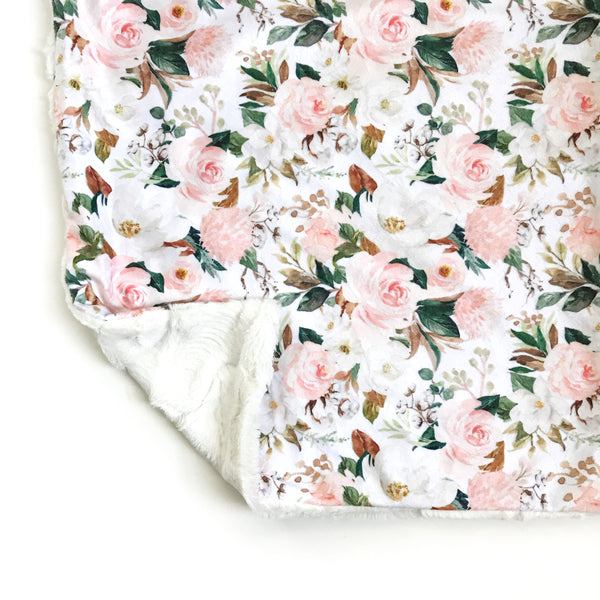 Minky Blanket - Vintage Magnolia Floral - Dotboxed