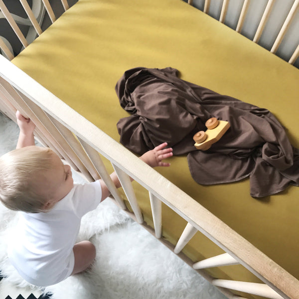 Bamboo Crib Sheet - Gold Palm - Dotboxed