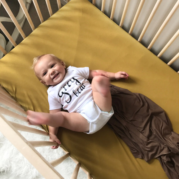Bamboo Crib Sheet - Gold Palm - Dotboxed