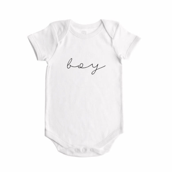 Boy Gender Reveal  (script font)- BODYSUIT- Wholesale - Dotboxed