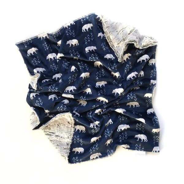 Bears Minky Blanket BLUE - Dotboxed