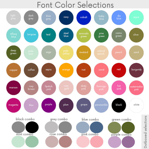 Custom baby blanket font color selections