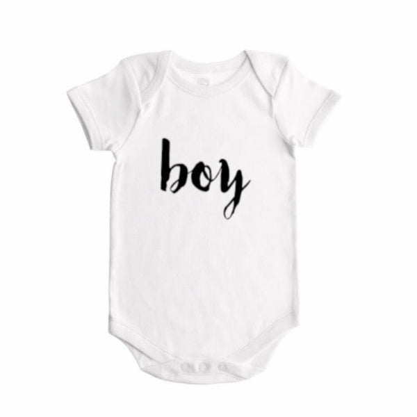 Boy Gender Reveal  (handwritten font)- BODYSUIT - wholesale - Dotboxed