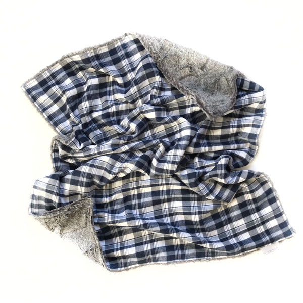 Plaid Blanket BLUE AND WHITE CHECK - Dotboxed