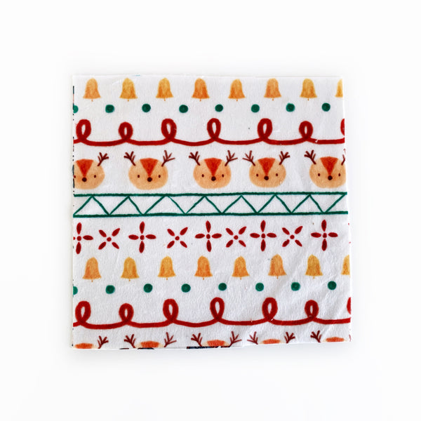 Mini Lovey or Mini Crinkle Blanket - Reindeer Christmas Sweater on Cream