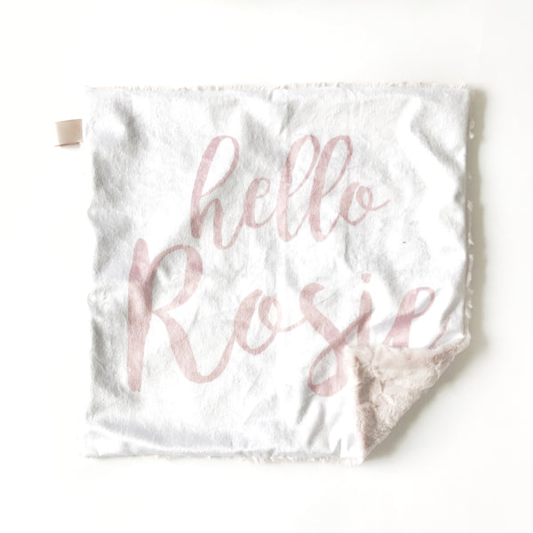 Personalized Name Lovey Blanket - LARGE CENTERED NAME - Dotboxed