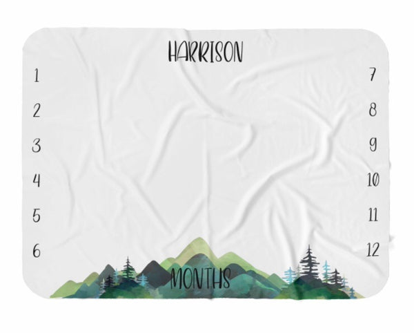 Watercolor Mountains Milestone Blanket - Dotboxed