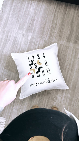 SLIGHTLY IMPERFECT - MILESTONE PILLOW ONE OF A KIND - MONTHS - Dotboxed