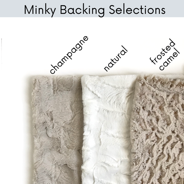 Minky Blanket - Caramel and Olive Floral on Cloud Grey - Dotboxed